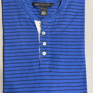 Marc By Marc Jacobs Blue Long Sleeve Tee Henley